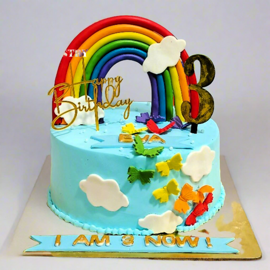 Butterfly Rainbow 1kg Chocolate 3rd birthday Cake by cakestry15 noida,full image