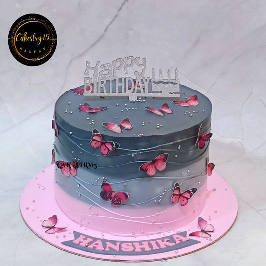 Butterfly Symphony 2kg  Butterscotch Cake by cakestry15 noida,full image