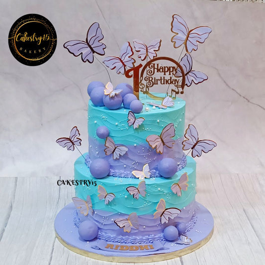 Butterfly Wings Theme 5kg,pineapple flavor first birthday Cake by cakestry15 noida,full image