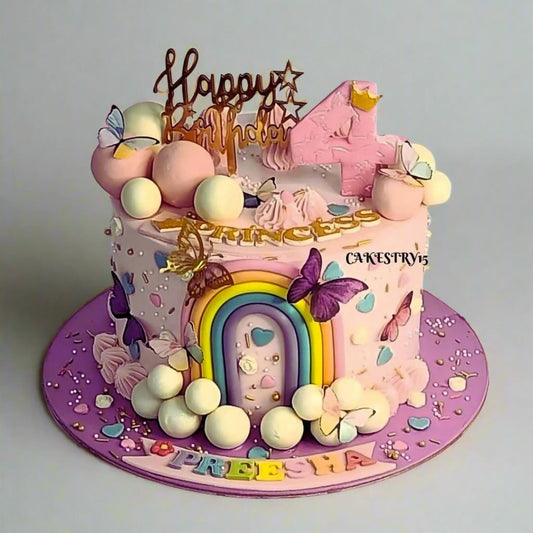 Butterfly celebration 2kg vanilla flavour 4th birthday cake by cakestry15 noida,full image