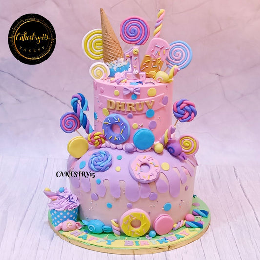 Candy Kingdom Theme ,5kg size,pineapple flavor,first birthday  Cake by cakestry15,noida,full image