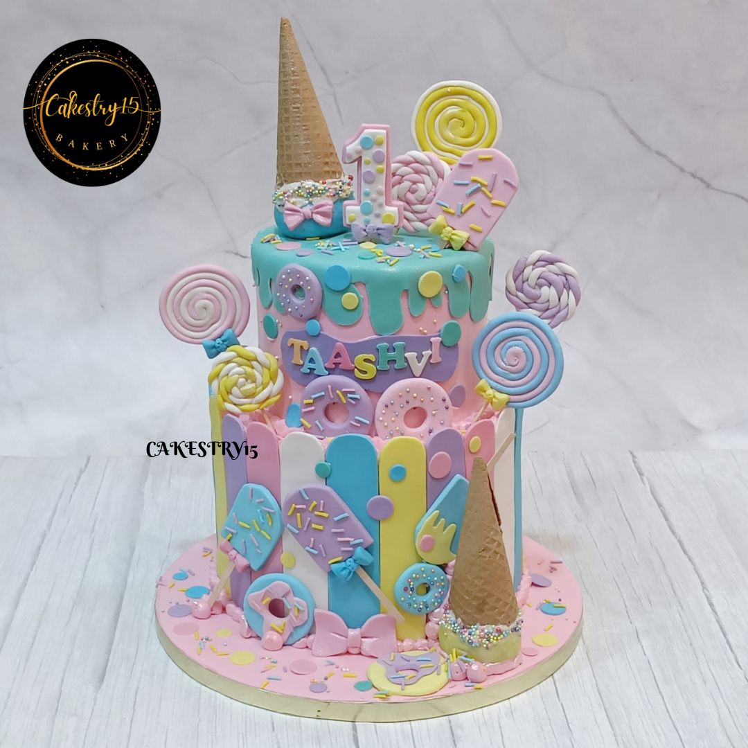 Candyland Wonder 5kg size,chocolate flavor,First Birthday Cake by cakestry15,noida,full image