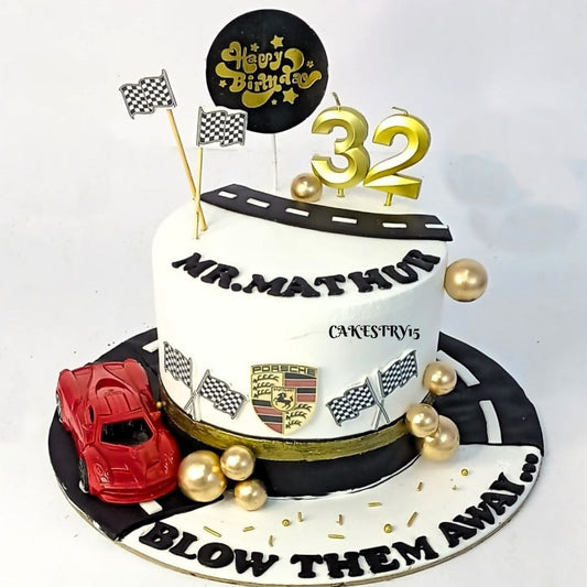 Car Ferrari Theme,1.5kg size,chocolate flavor,32nd birthday Cake by cakestry15 noida,full image