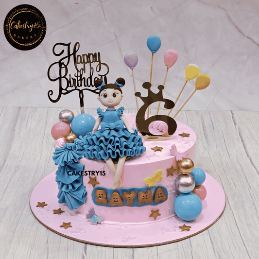 Chocolate Princess Birthday Cake,2kg 6th birthday for a girl by cakestry15 noida,cake full image