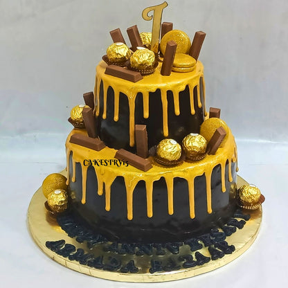 Chocolate flavor 2 tier ferrero Rocher 5kg size birthday Cake for boss by cakestry15 noida,full image