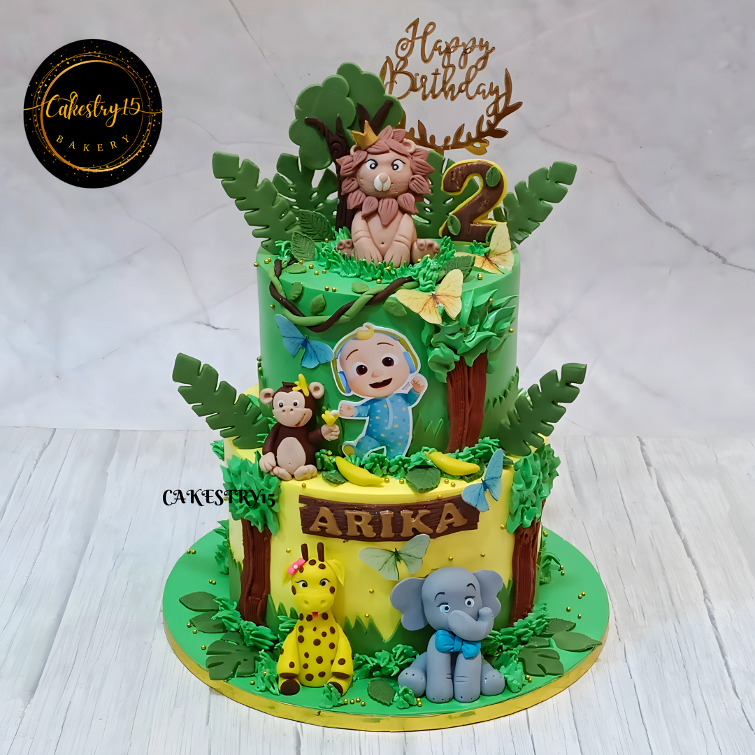 CocoJungle Expedition theme, 3kg size,butterscotch flavor,2nd birthday Cake by Cakestry15 noida,full image