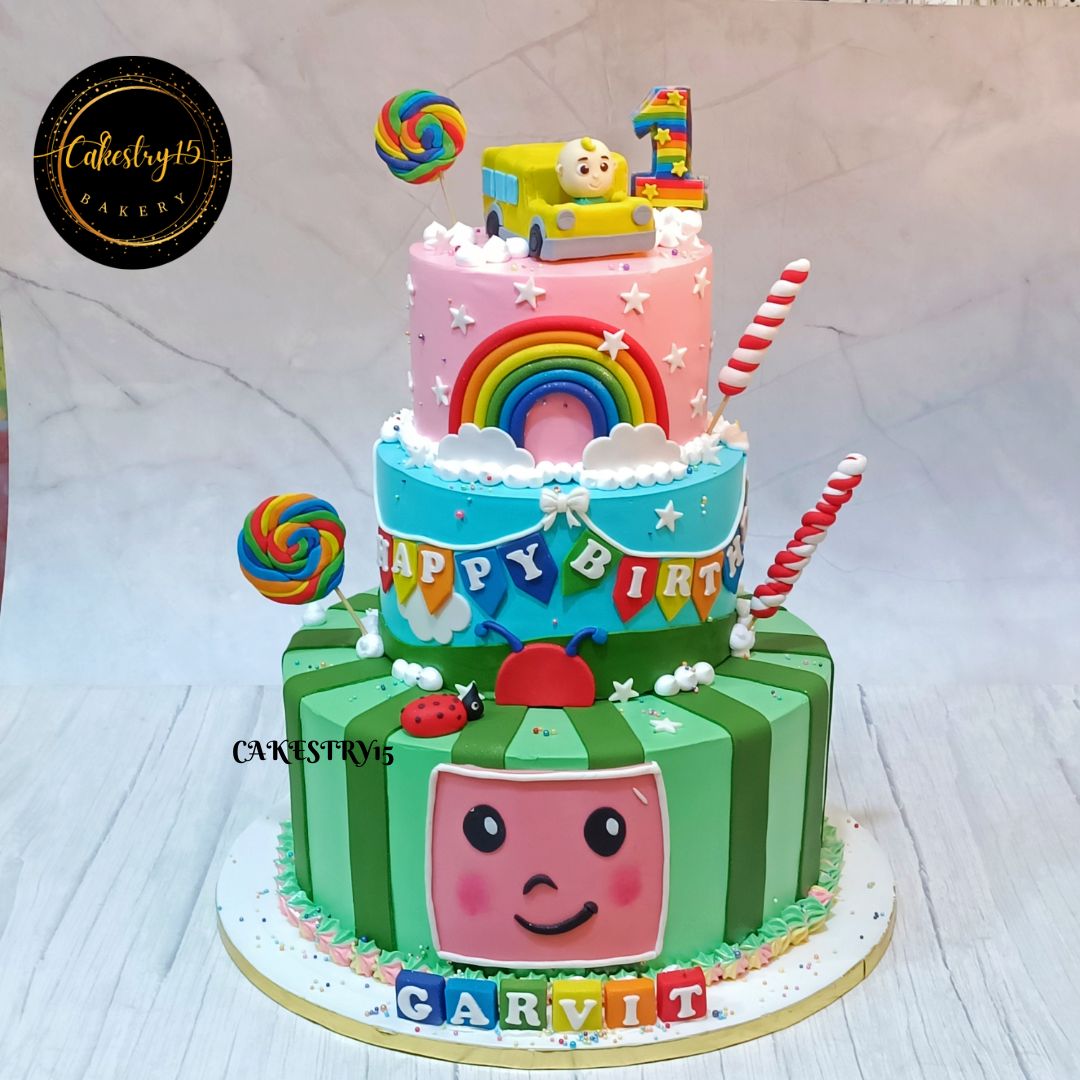 Cocomelon Watermelon 8kg  chocolate 1st birthday Cake by cakestry15 noida,cake full image