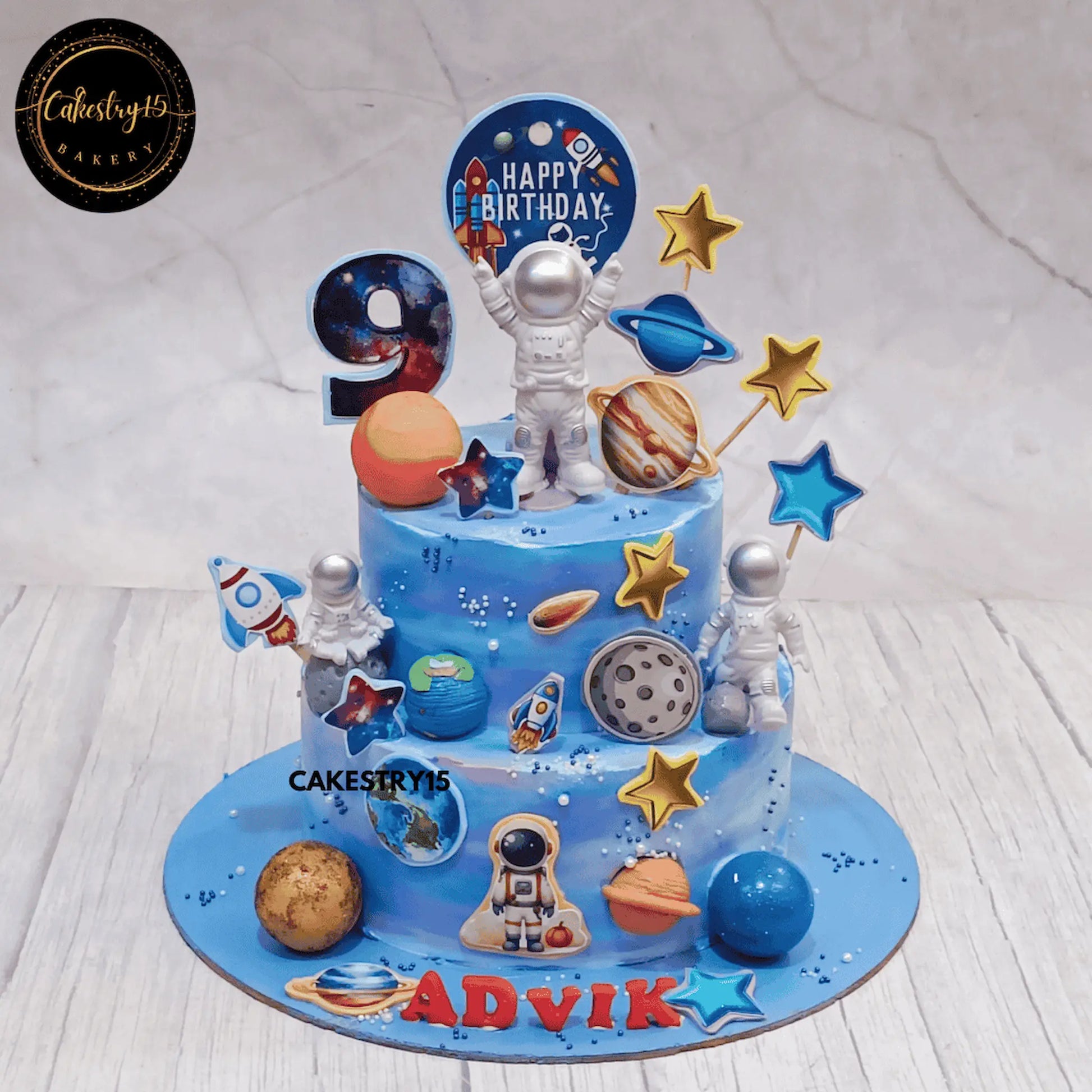 Cosmic Voyage Cake,2kg 2tier chocolate 9th birthday cake for a boy by cakestry15 noida serving noida and nearby,cake full image