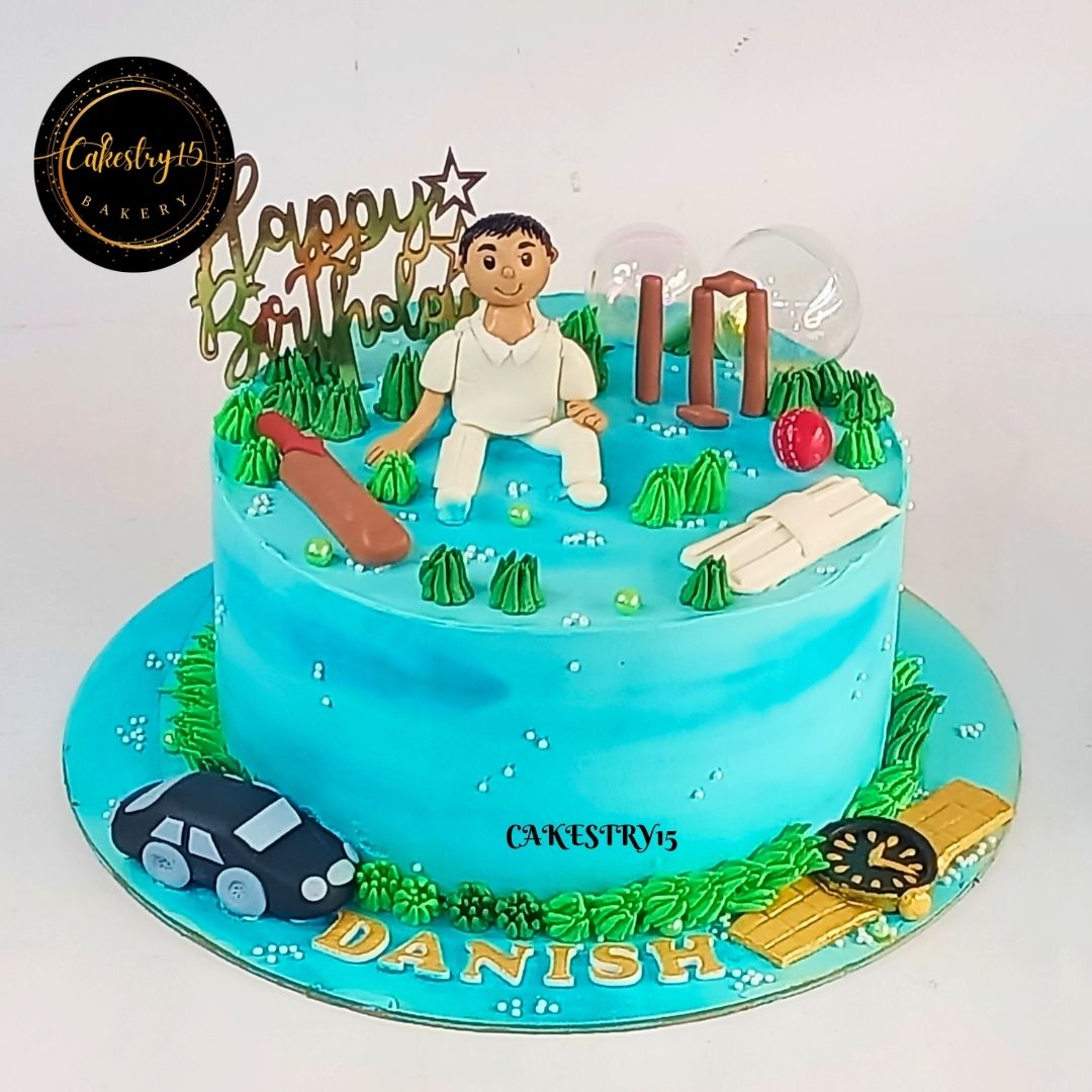 Cricket Boy Theme 1.5kg pineapple Cake by cakestry15,noida,cake full image