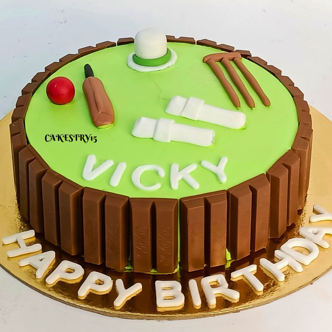 Cricket Kitkat Theme 1kg chocolate Cake by cakestry15,noida,cake full image