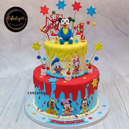 Disney Theme 4kg black forest first birthday Cake by cakestry15,noida,cake full image