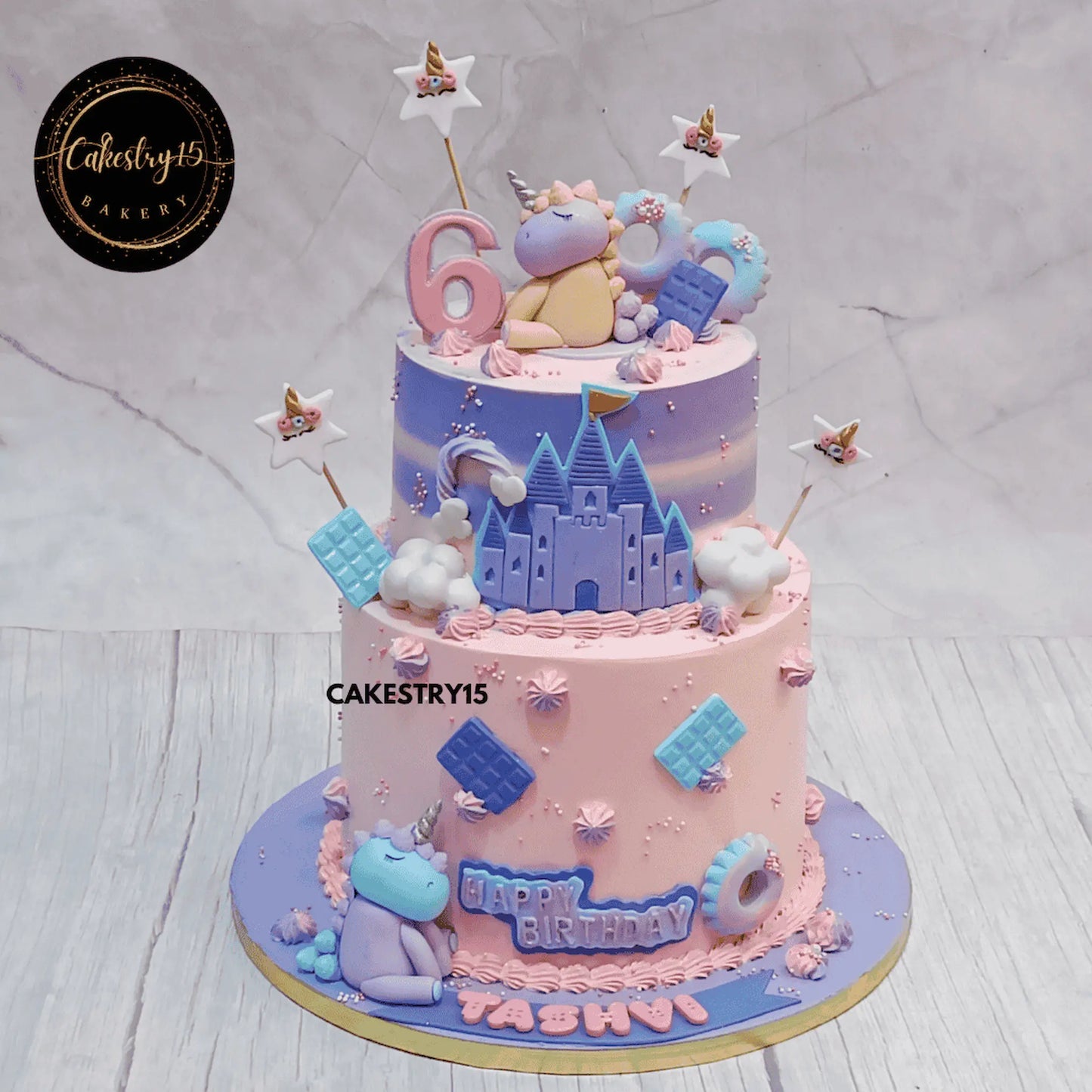  Enchanted Unicorn Delight,3kg black forest flavour 6th birthday cake for a girl by cakestry15 noida,cake full image