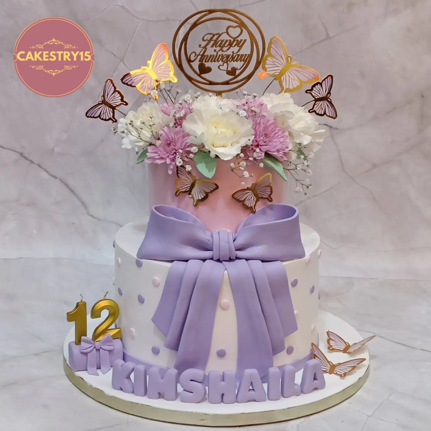 floral butterfly theme chocolate flavor 12th birthday cake for a girl by cakestry15