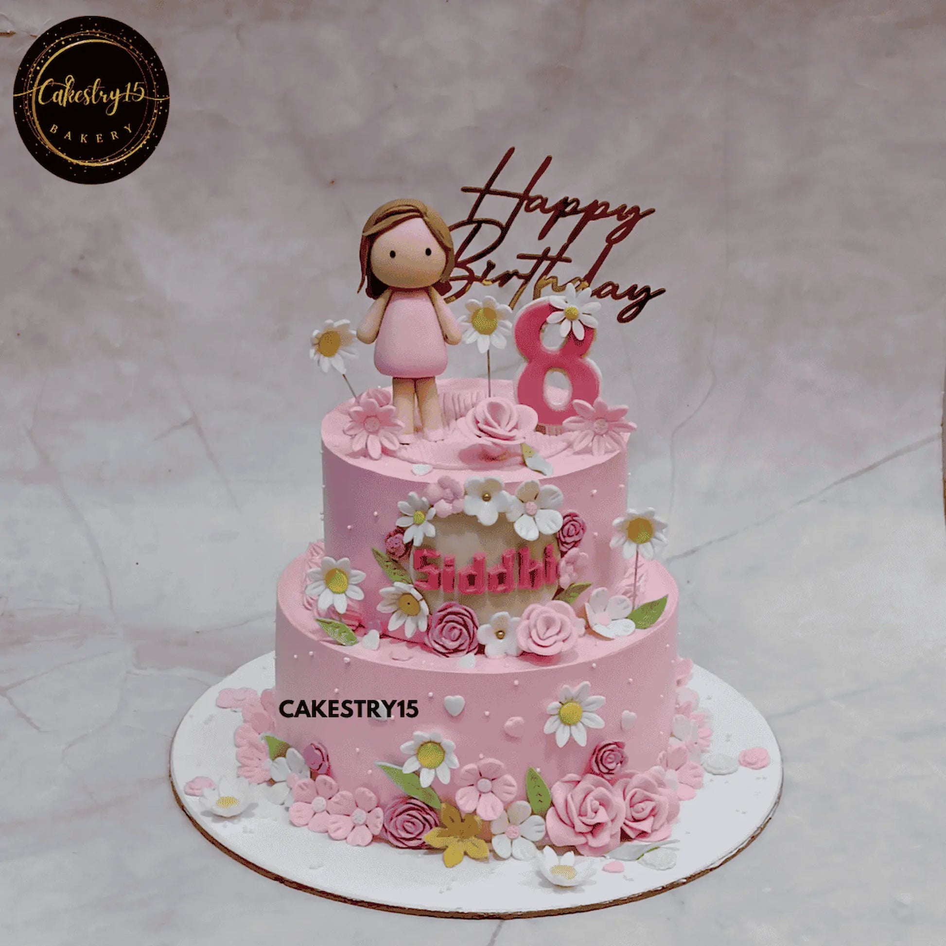  Floral Fantasy Birthday Cake,kg choco vanilla flavour 8th birthday cake for a girl by cakestry15 noida,cake full image,doll,floral