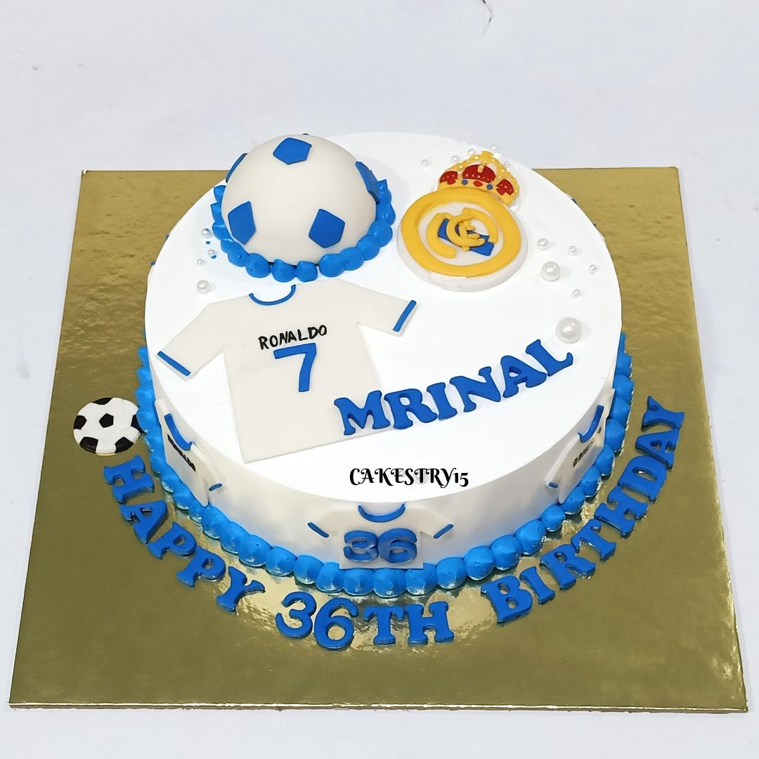 Football Theme 1kg pineapple birthday Cake by cakestry15,noida,cake full image