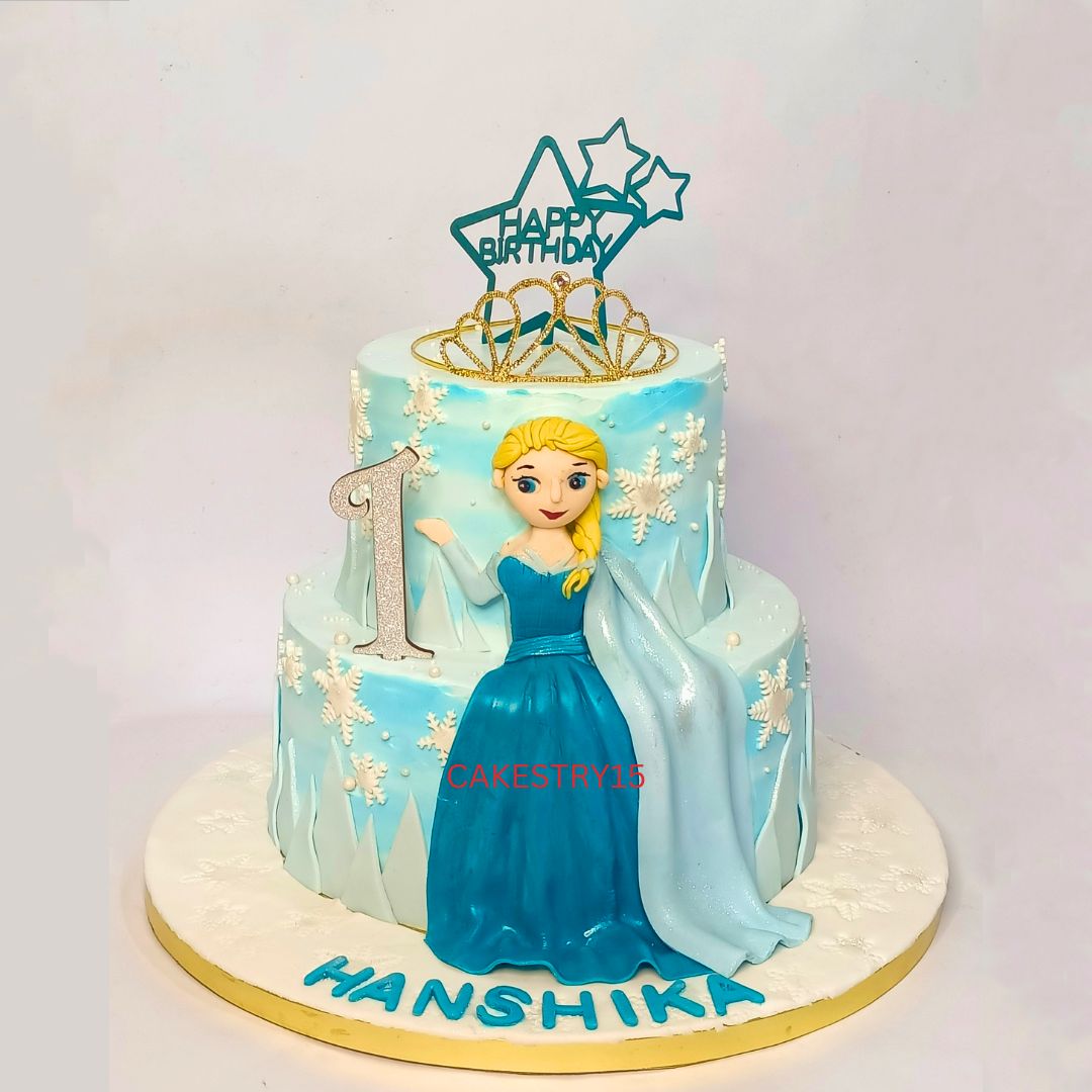 Frozen 3kg pineapple first birthday cake by cakestry1,noida,cake close up imageestry1,noida,cake full image