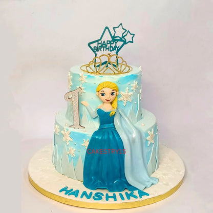 Frozen 3kg pineapple first birthday cake by cakestry1,noida,cake close up imageestry1,noida,cake full image