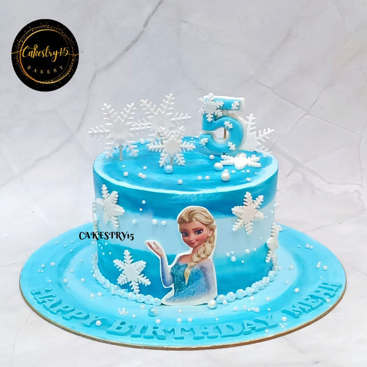 Frozen Blue 1kg butterscotch birthday Cake by cakestry15,noida,cake full image