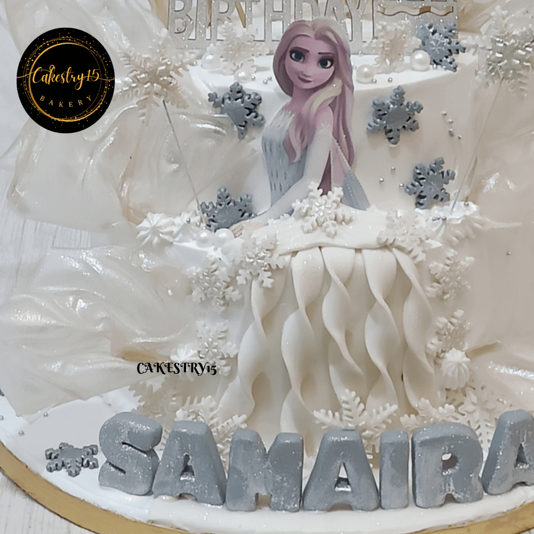 Frozen Elsa 2kg 2tier Blueberry 5th Birthday Cake,close up picture,cakes for girls