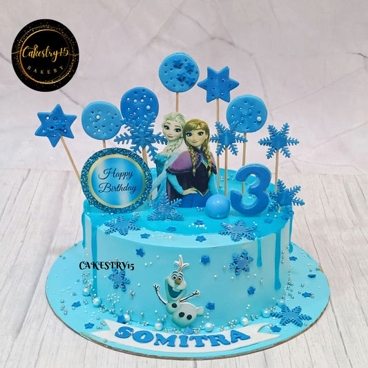 Frozen Theme 1kg butterscotch birthday cake by cakestry15,noida,cake full image