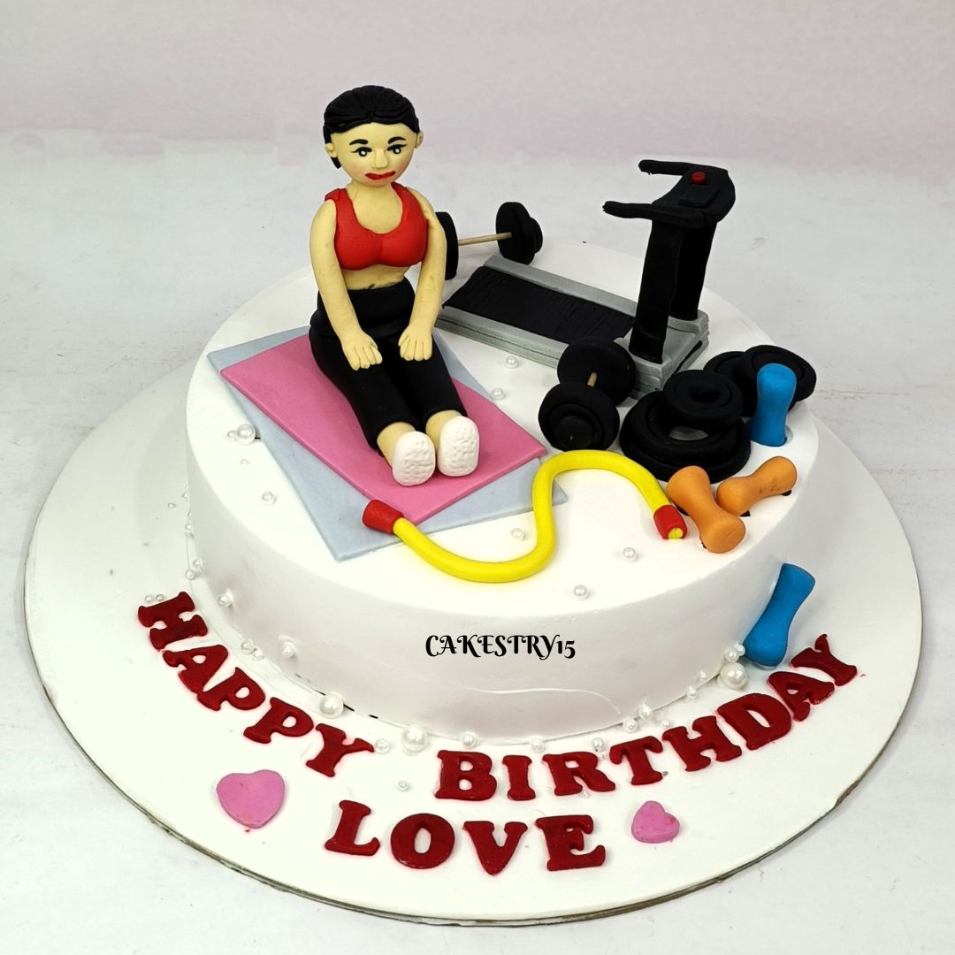 Gym Love Birthday 1kg birthday Cake by cakestry15,noida,cake for wife,cake for women,cake full image