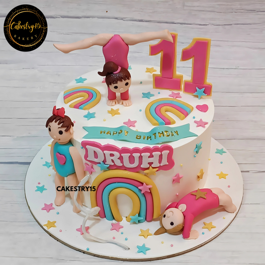 Gymnast’s Triumph Cake,1kg chocolate 11th birthday cake by cakestry15 noida,cake full image