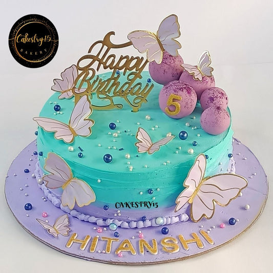 Happy 5th Birthday Lavender 1kg pineapple Cake by cakestry15 noida,full imag