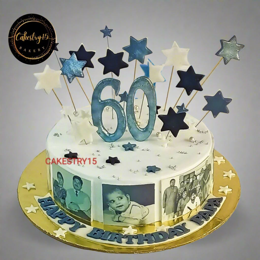 Happy 60th Birthday 1kg chocolate Cake for dad by cakestry15,noida,cake for parents