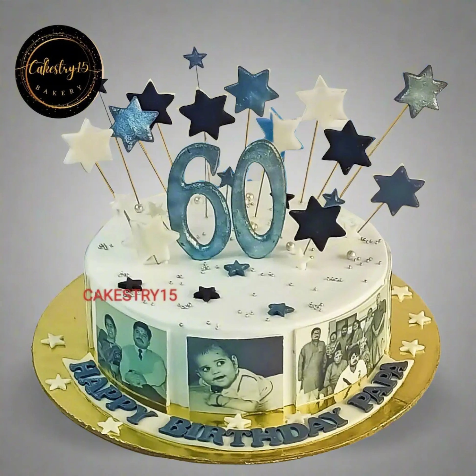 Happy Birthday 60th 1kg Cake 1kg Pineapple Eggless
