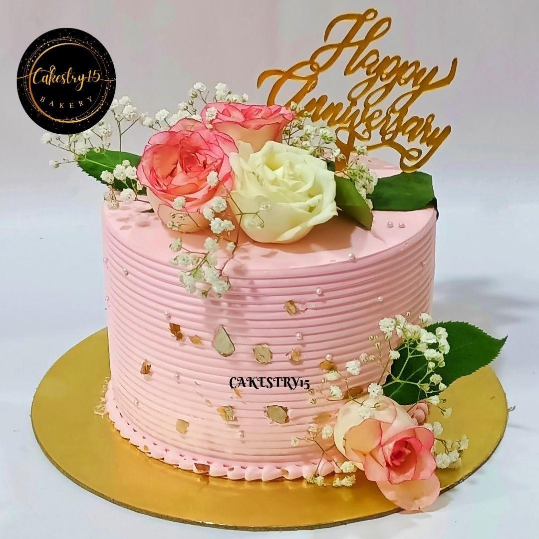 Happy Anniversary Rose 1kg blueberry Cake by cakestry15,noida,cake full front image