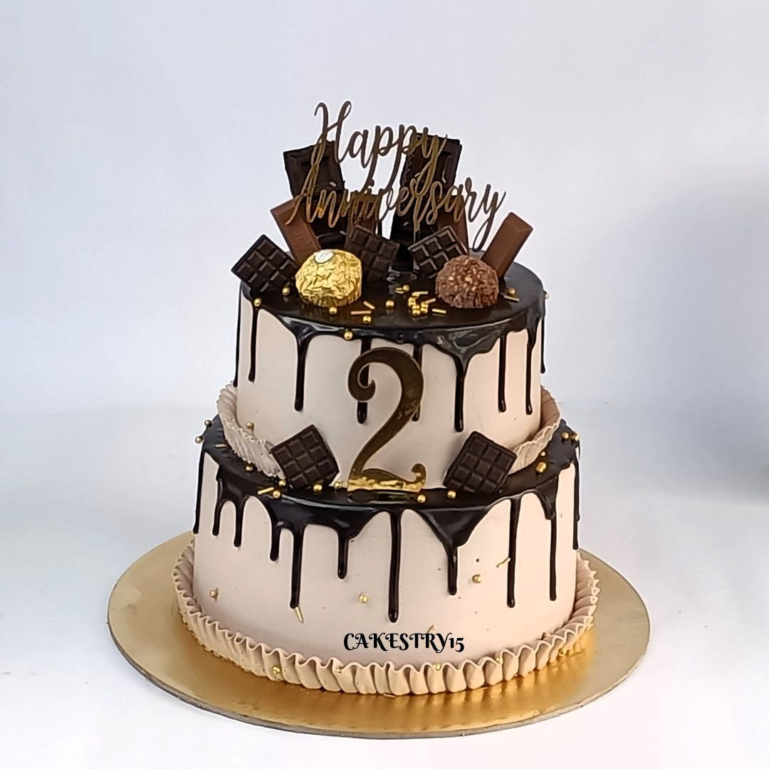 Happy Anniversary ,theme,3kg size,chocolate flavor cake by cakestry15 noida,full image