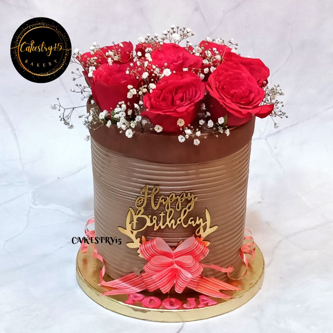 Happy Birthday Enchanted floral 2kg chocolate birthday Cake by cakestry15,noida,cake full image