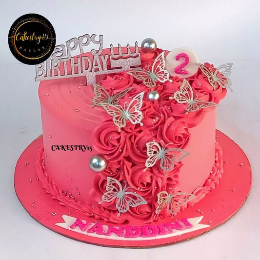 Happy Birthday Silver Butterfly 1kg Cake