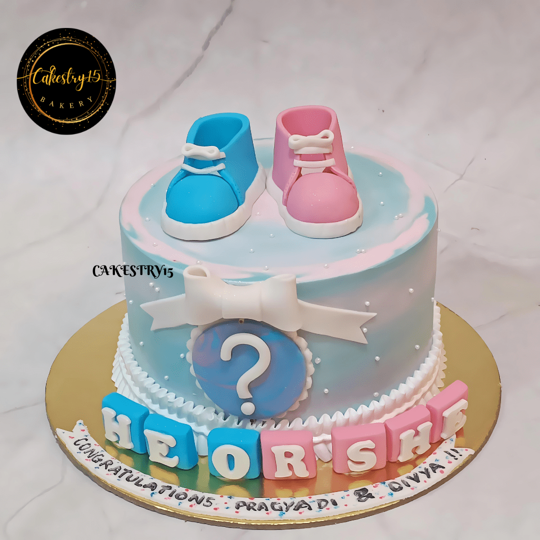 He or She Baby Shower 1kg butterscotch Cake,cakestry15,noida,cake full image