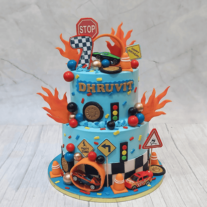 Hot Wheels Racer 3kg Cake,blueberry flavor,7th birthday,cake for boys,hot wheels,cakestry15,noida,cake full image