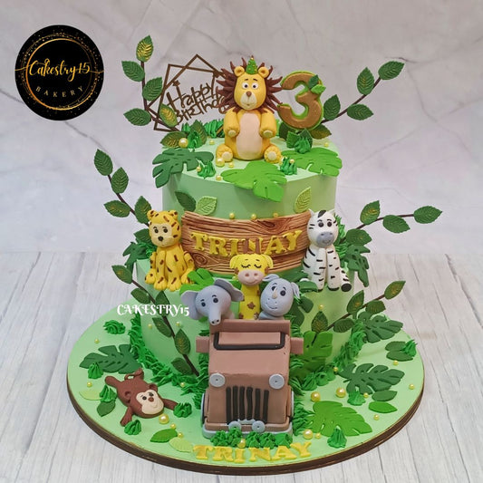 Jungle Jeep Safari 3kg choco vanilla birthday Cake by cakestry15,noida,cake full image