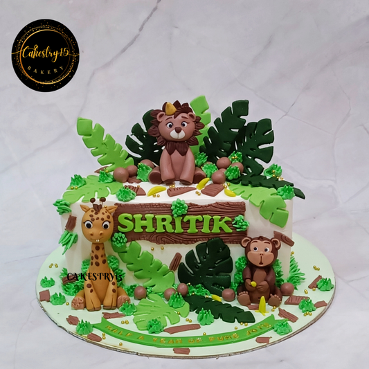 Jungle Joyride theme 1kg pineapple flavour halfway to one Cake,full image