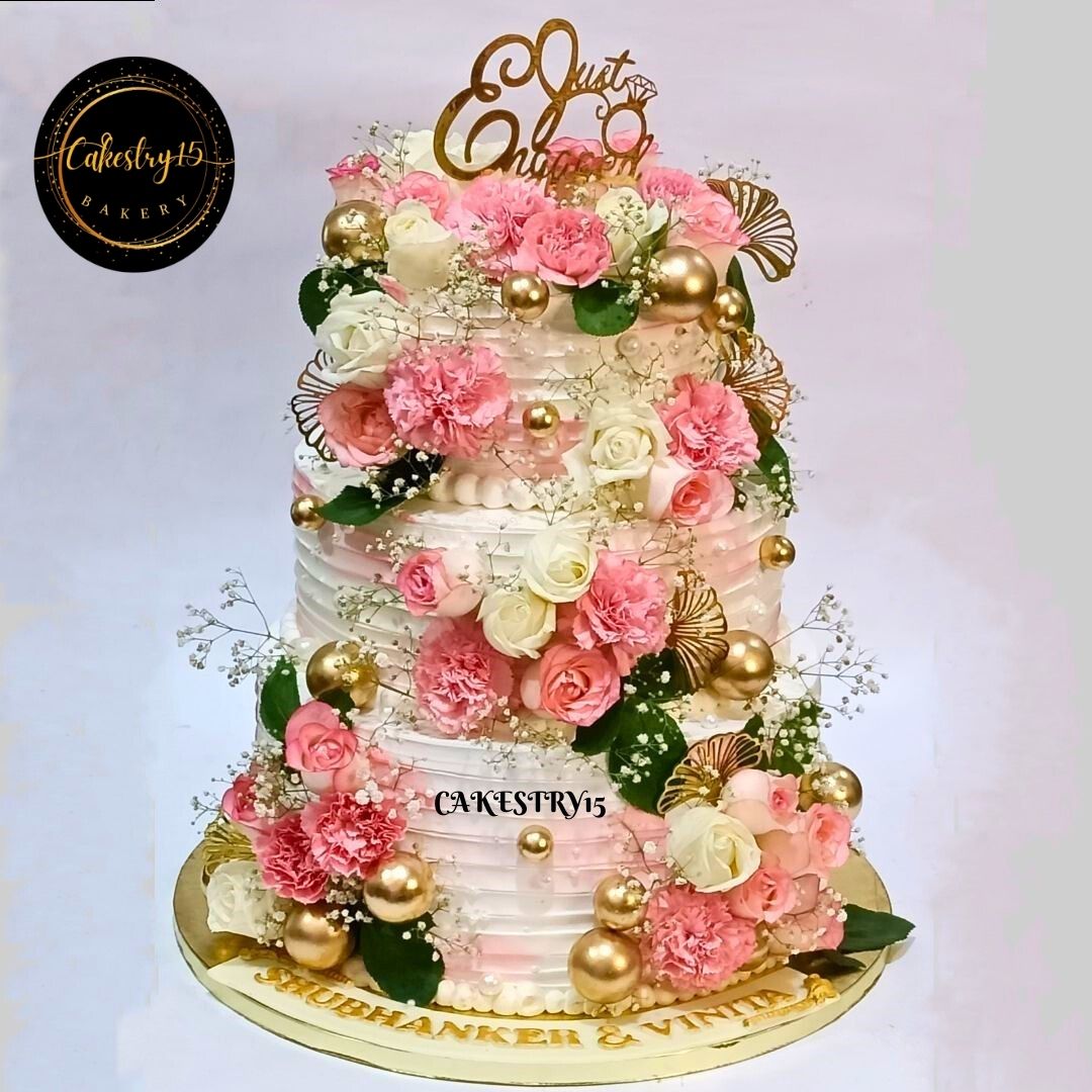 Just Engaged 3Tier 10kg Cake by cakestry5 noida,cake full image