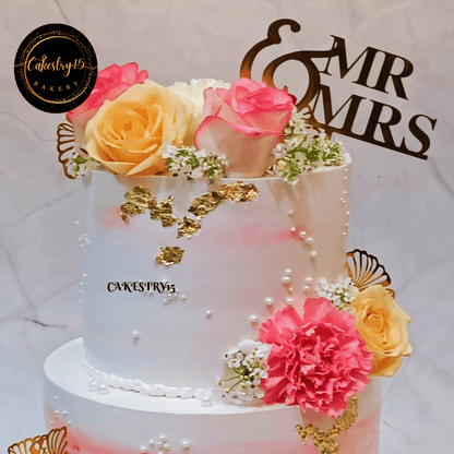 Just Engaged Eternal 5kg 3tier Floral black forest  Cake by cakestry noida,cake  top tier image