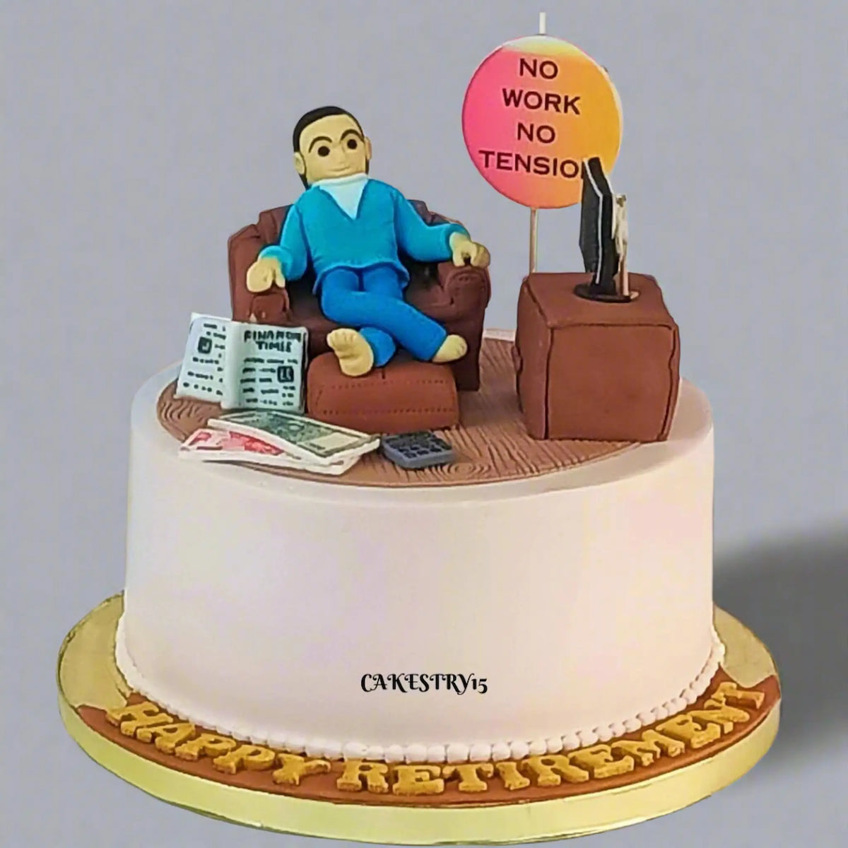 No Work, No Tension - 1kg Retirement Butterscotch Cake – CAKESTRY15