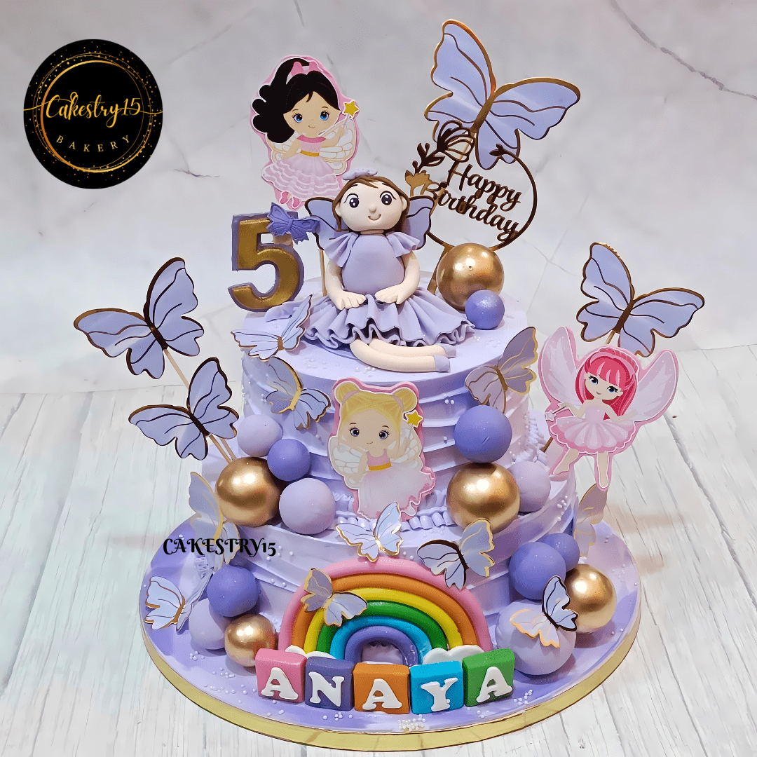 Lavender Fairy Fantasy 2kg blueberry birthday Cake,cakestry15,noida,cake for girls,cake full image