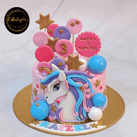 Magical Unicorn Bliss 1kg black forest 3rd birthday Cake by cakestry15,noida,cake for her,cake full image