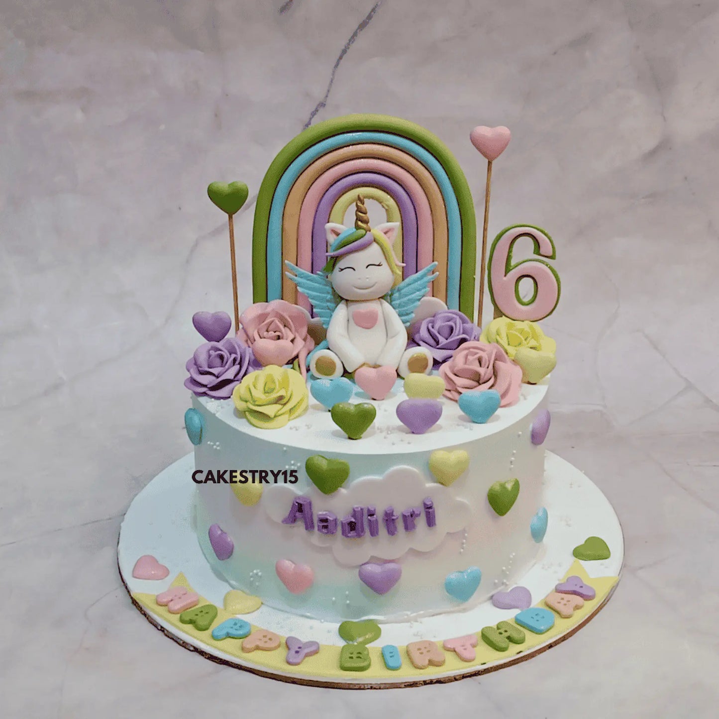 Magical Unicorn Delight,2kg chocolate flavour,6th birthday,cake for girls,cakestry15 noida,cake full image,top unicorn designs