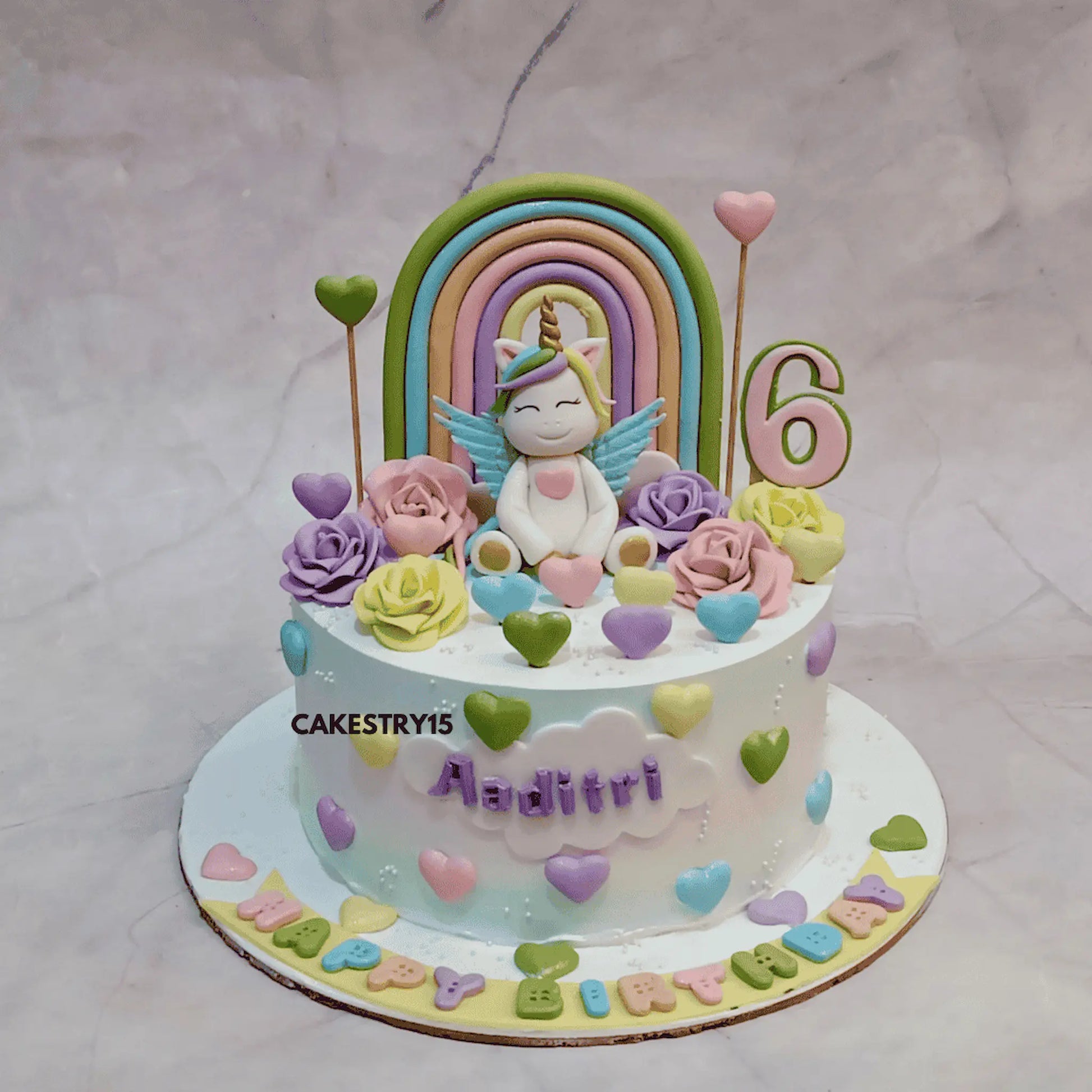 Magical Unicorn Delight,2kg chocolate flavour,6th birthday,cake for girls,cakestry15 noida,cake full image,top unicorn designs