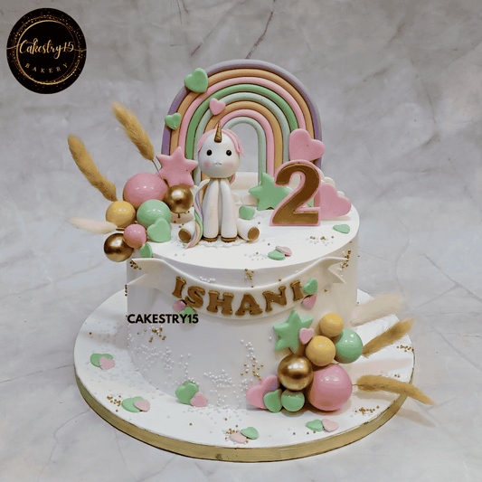 Magical Unicorn Fantasy Cake,2kg lack forest flavour,2nd birthday cake for a girl by cakestry15 noida,cake full image,unicorn designs