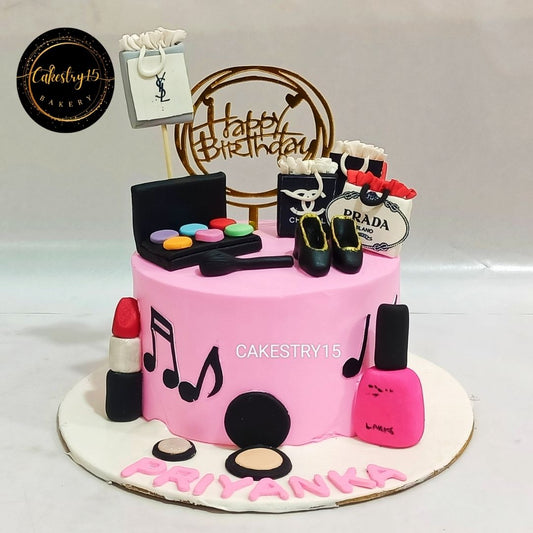 Make Up Theme 1kg black forest Cake,cakestry15,noida,cake full image