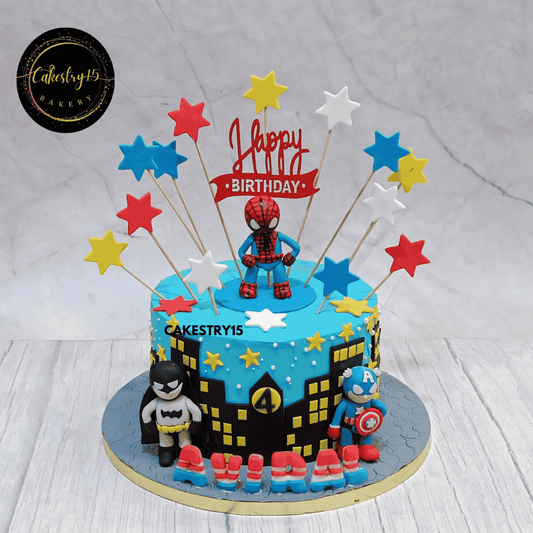  Marvel Superhero Squad Cake,2kg choco chips flavour 4th birthday cake for a boy by cakestry15 noida,cake full image,marvel,avengers,superheroes