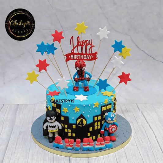  Marvel Superhero Squad Cake,2kg choco chips flavour 4th birthday cake for a boy by cakestry15 noida,cake full image,marvel,avengers,superheroes