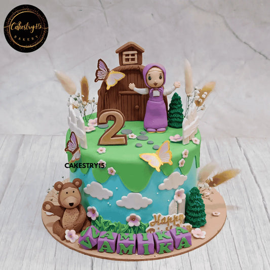  Masha & The Bear Adventure Cake,2kg chocolate 2nd birthday cake for a girl by cakestry15 noida,cake full image