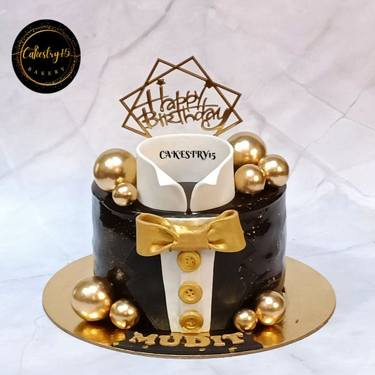 Mens Bowtie 1kg chocolate birthday Cake by cakestry1 noida,cake for men,cake full image